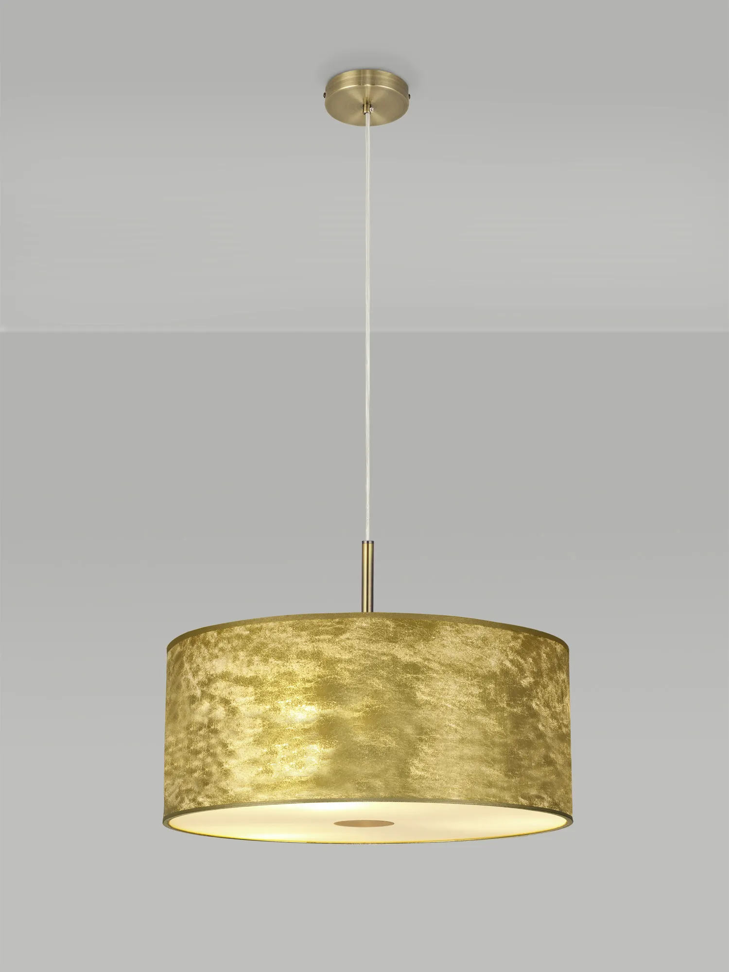 Baymont 50cm 3 Light Pendant Antique Brass, Gold Leaf, Frosted Diffuser DK0837  Deco Baymont AB GL